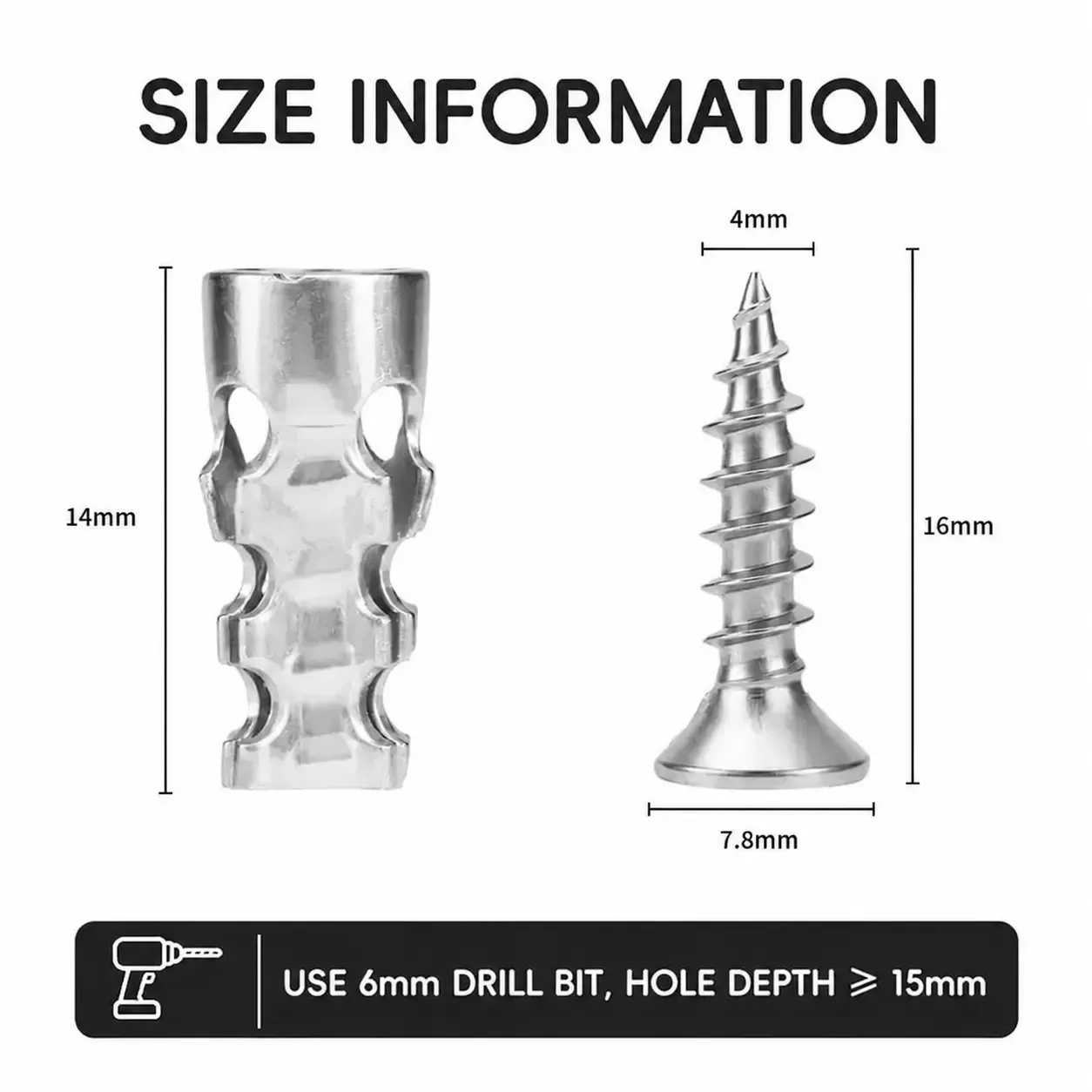 Metal expansion anchors and matching screws for furniture repair